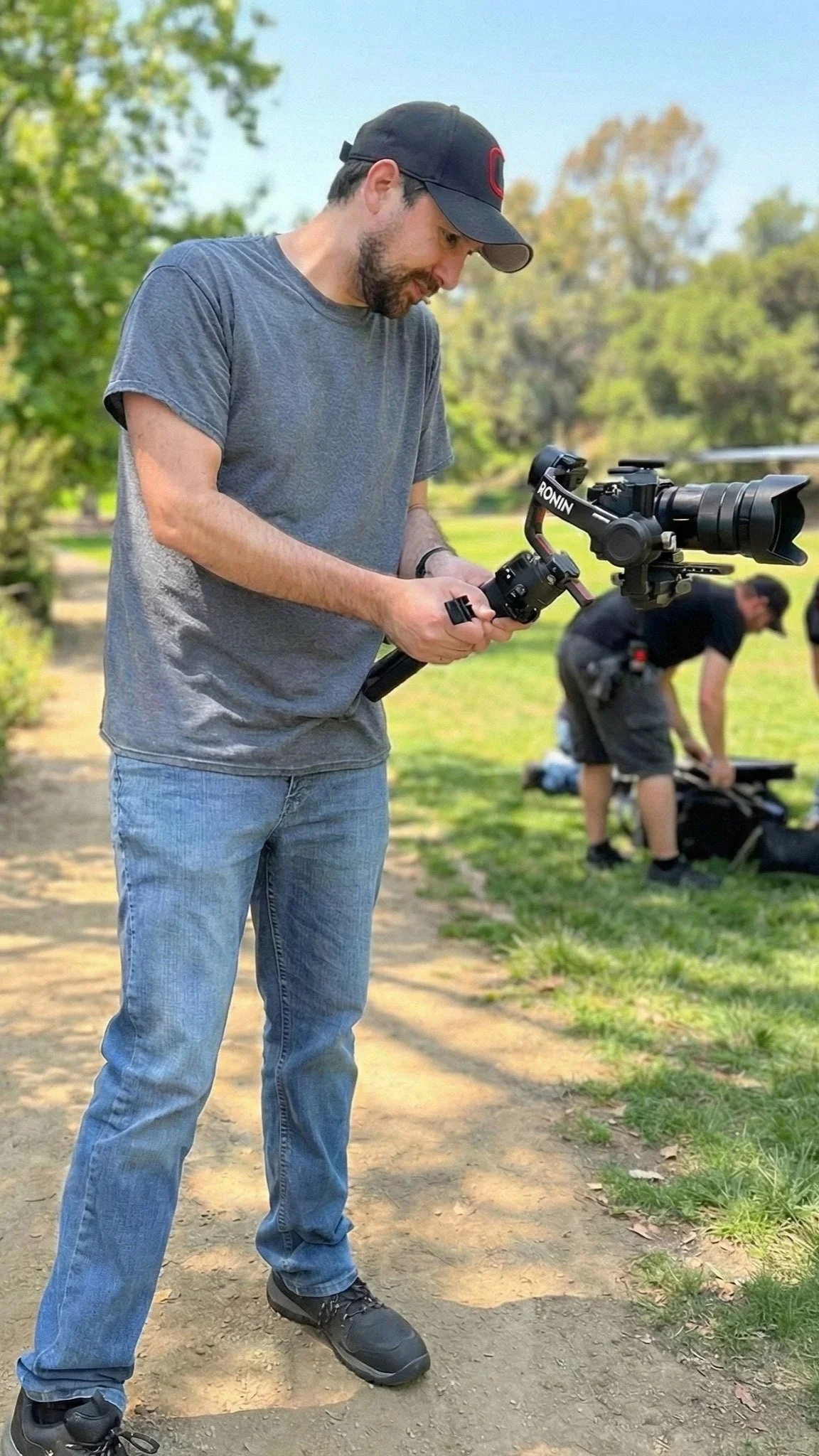 Josh filming with a gimbal